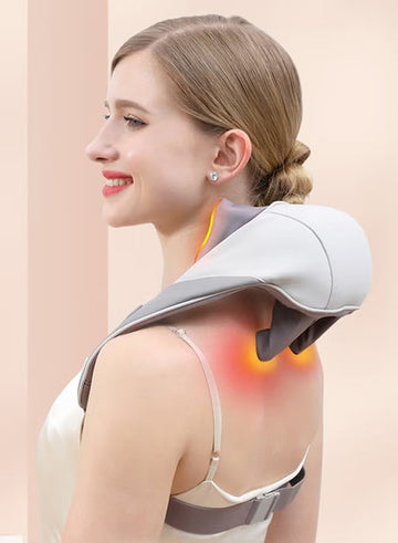 Mini Kneading Neck & Shoulder Massager with Heat | Trapezius Hot Compress, Hands-Free Relief